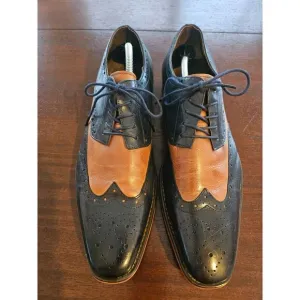 Stacy Adams Wingtip Oxford Leather Dress Shoe Navy Brown Size‎ 12M 25092-492