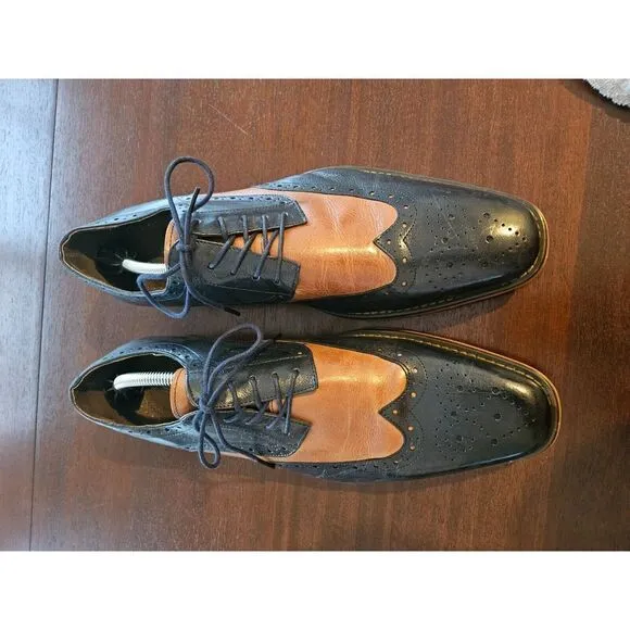 Stacy Adams Wingtip Oxford Leather Dress Shoe Navy Brown Size‎ 12M 25092-492