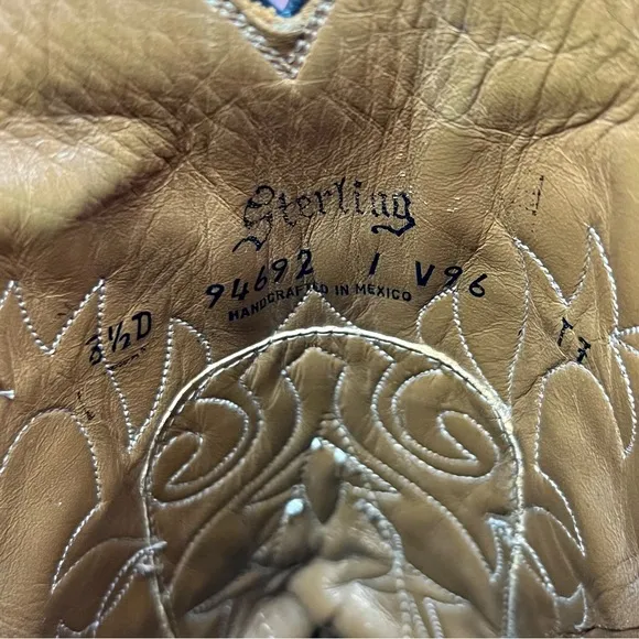 Sterling Brown and Tan Two-Tone Ostrich Leather Pointed Toe Cowboy Boots