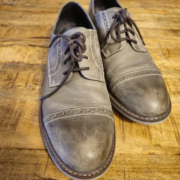 Steve Madden Men's Gray Leather Dress Shoes &quot;Leroy&quot; Size 9