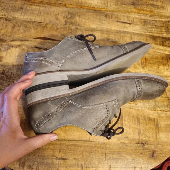 Steve Madden Men's Gray Leather Dress Shoes &quot;Leroy&quot; Size 9