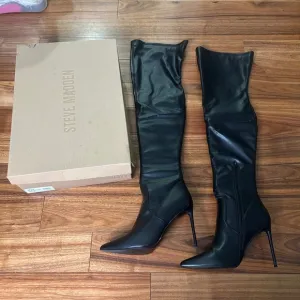Steve Madden Over The Knee Thigh High Stiletto Heel Boots Black 11