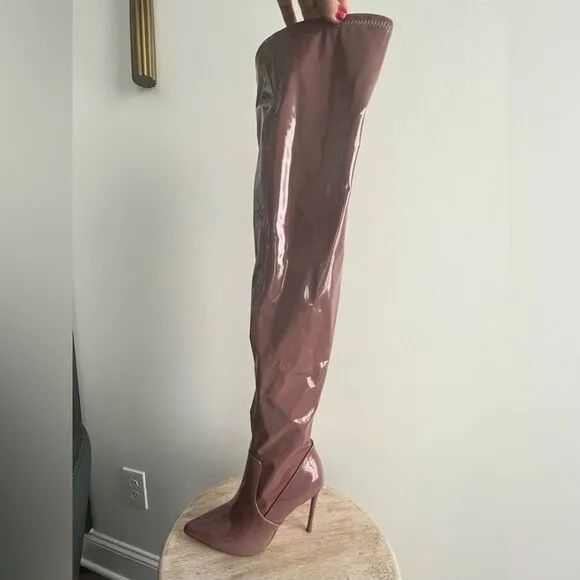Steve Madden Over The Knee Patent Leather Victory Boots in Purple Size 6 NWOB