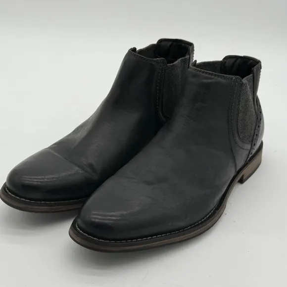 Steve Madden P Quahog Leather Chelsea Boots Ankle Dress Casual Black Size 11