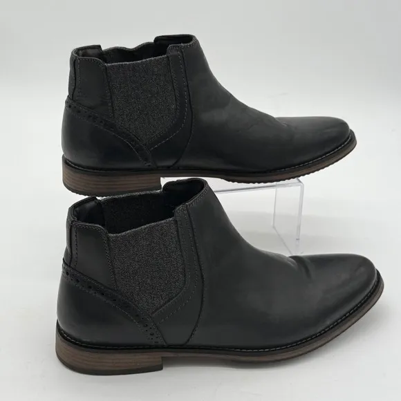 Steve Madden P Quahog Leather Chelsea Boots Ankle Dress Casual Black Size 11