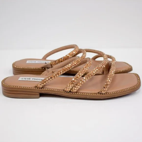 Steve Madden Sandals Women's Size 6  Starie Strappy Dress Slide Rose Gold