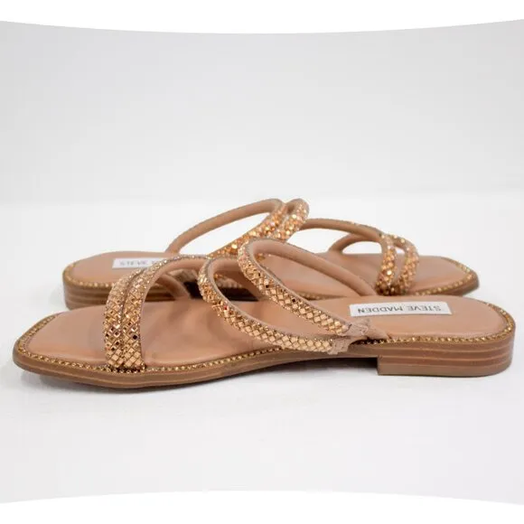 Steve Madden Sandals Women's Size 6  Starie Strappy Dress Slide Rose Gold