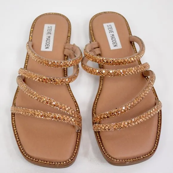 Steve Madden Sandals Women's Size 6  Starie Strappy Dress Slide Rose Gold