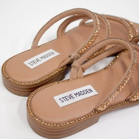 Steve Madden Sandals Women's Size 6  Starie Strappy Dress Slide Rose Gold