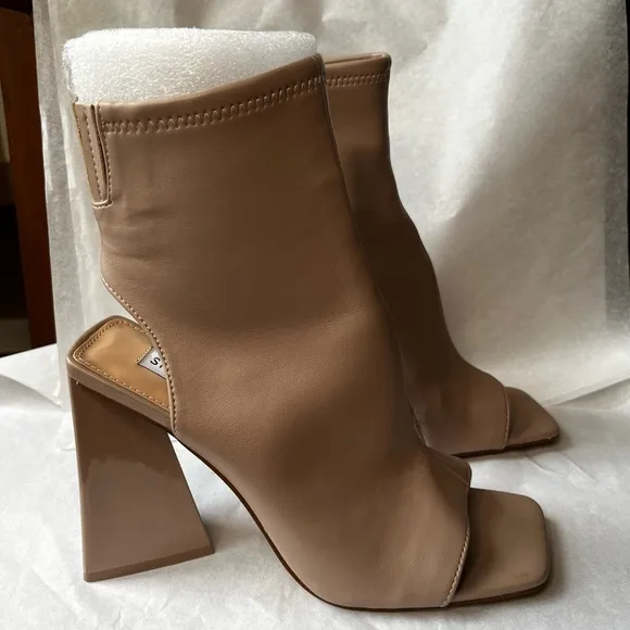 Steve Madden Transfer Block Heel Square Toe Booties Shoes