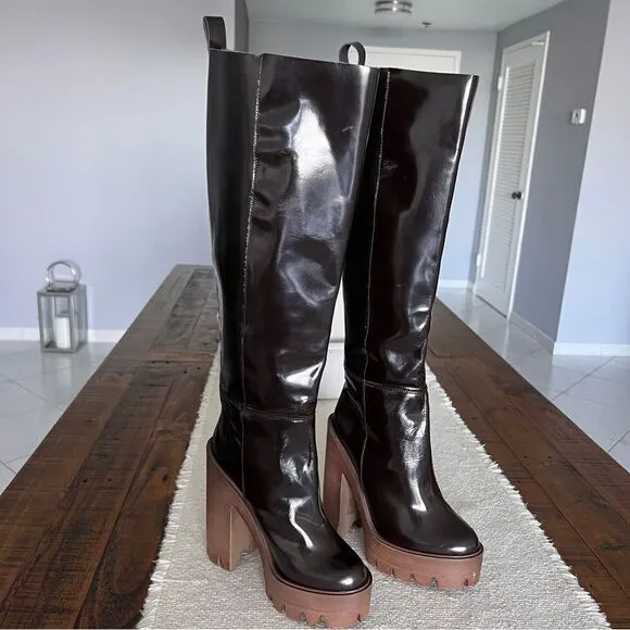 STIÚ Cindy Knee-High Platform Boot Brown Color Size 36.
