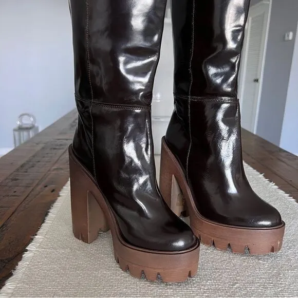 STIÚ Cindy Knee-High Platform Boot Brown Color Size 36.