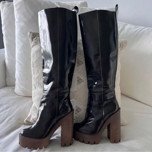 STIÚ Cindy Knee-High Platform Boot Brown Color Size 36.
