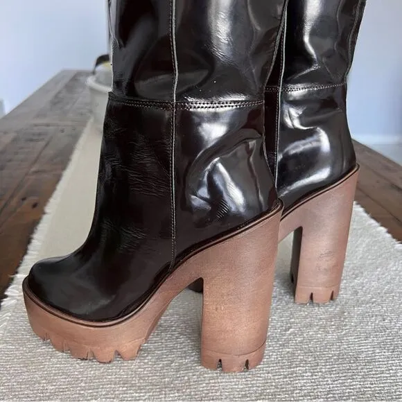 STIÚ Cindy Knee-High Platform Boot Brown Color Size 36.