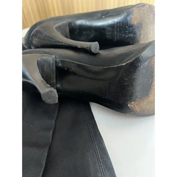 STRATEGIA Italy Stretch Lambskin Leather Pointy Toe Knee High Boots Size 39 /8.5