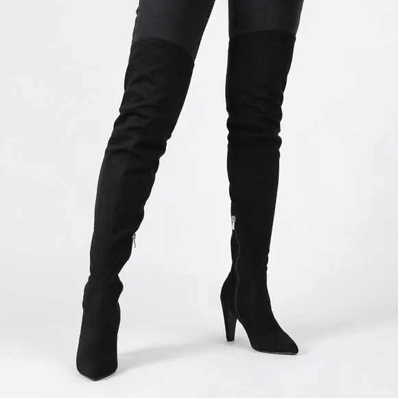 Stretch Suede Thigh High Over The Knee Boots