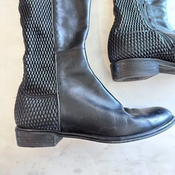 Stuart Weitzman Allgood Nappa Leather Over the Knee Boot Woven Black Boots 7