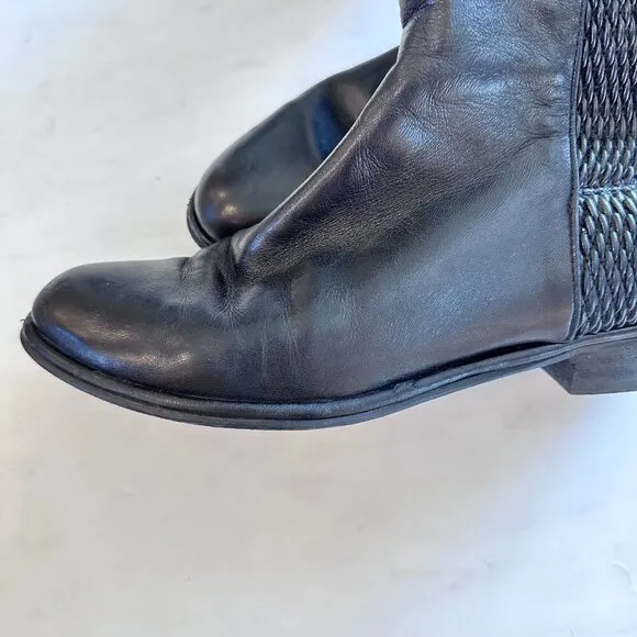 Stuart Weitzman Allgood Nappa Leather Over the Knee Boot Woven Black Boots 7