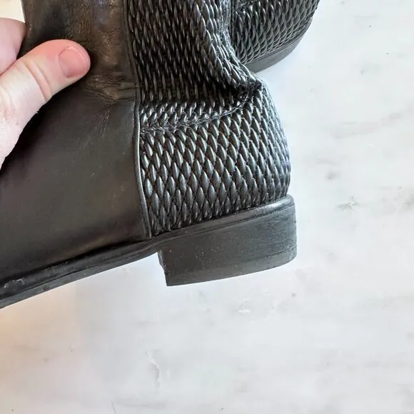 Stuart Weitzman Allgood Nappa Leather Over the Knee Boot Woven Black Boots 7