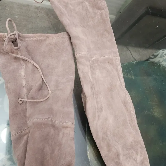 Stuart Weitzman Highland Stretch-Suede Over-The-Knee Londra Boots Taupe …