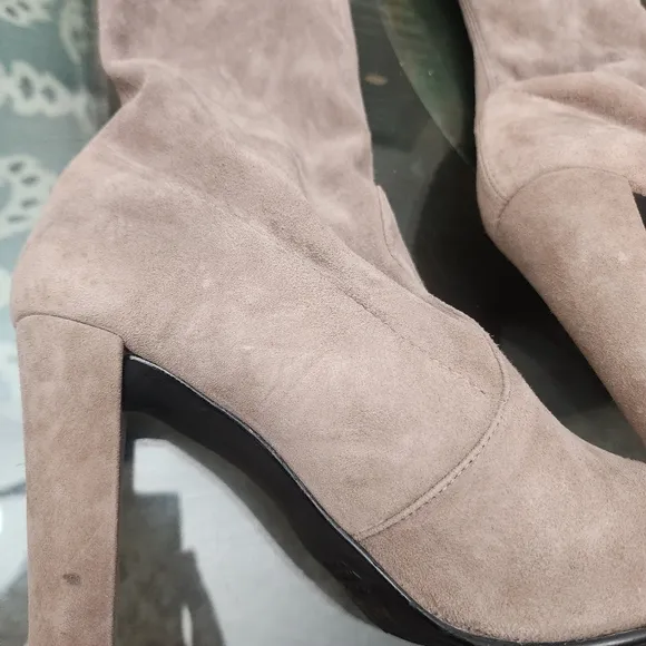 Stuart Weitzman Highland Stretch-Suede Over-The-Knee Londra Boots Taupe …