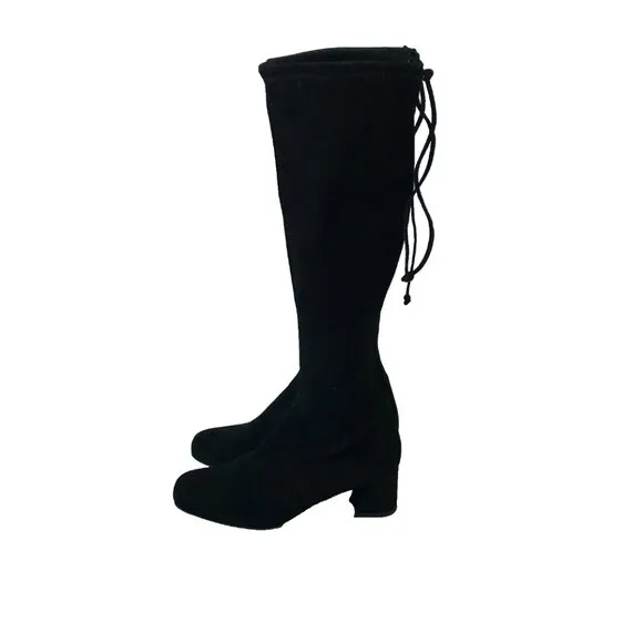 Stuart Weitzman Kneezie Boots Womens 7.5 Black Suede Leather Tall Knee High