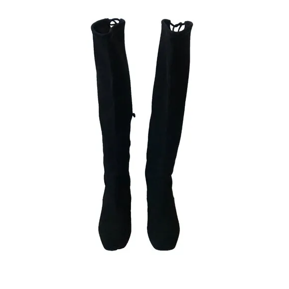 Stuart Weitzman Kneezie Boots Womens 7.5 Black Suede Leather Tall Knee High