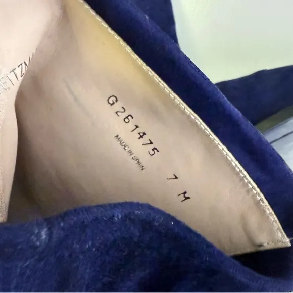 Stuart Weitzman Navy Blue Suede Knee High Boots Size 7