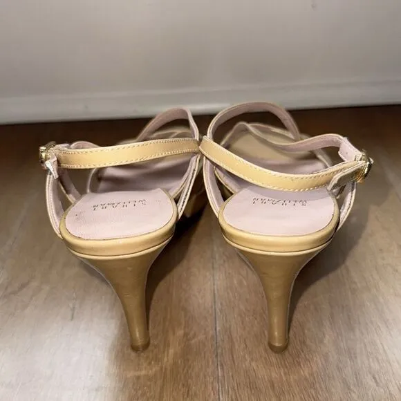 Stuart Weitzman Patent Leather Sling Back Heels Nude Size 7
