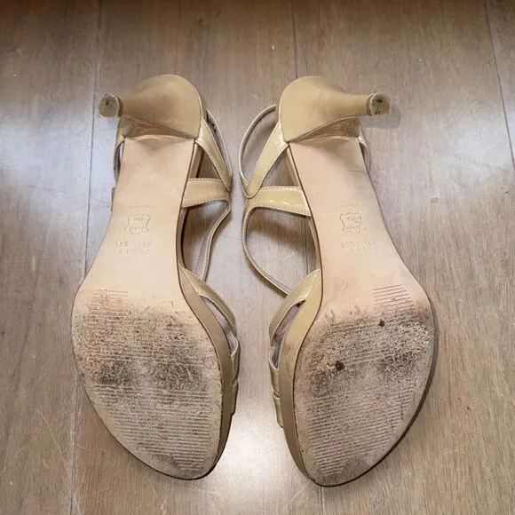 Stuart Weitzman Patent Leather Sling Back Heels Nude Size 7