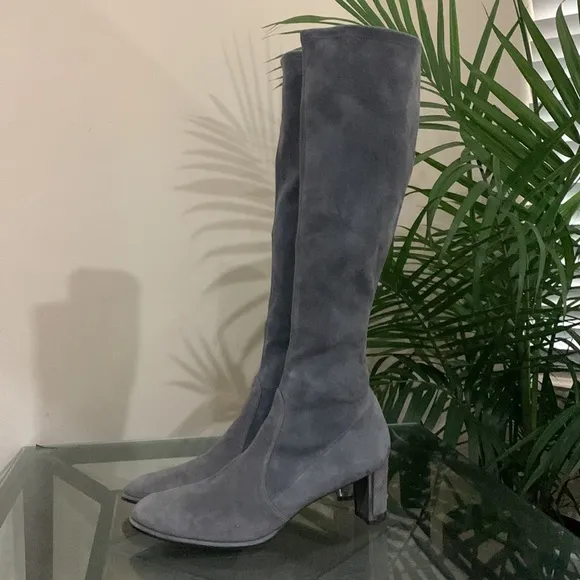 STUART WEITZMAN Suede Metal trim Heel Boots