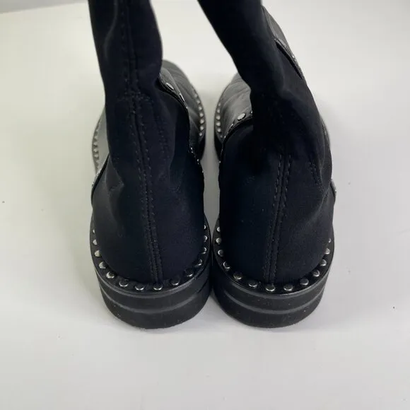 Stuart Weitzman Women's Black Leather 5050 Lift Studs Over-The-Knee Boots Size 9