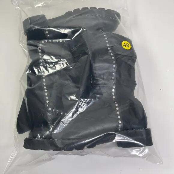 Stuart Weitzman Women's Black Leather 5050 Lift Studs Over-The-Knee Boots Size 9