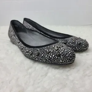 Stuart Weitzman Womens Ballet Flat Size 7 Studded Black Suede Shoes