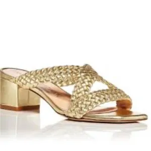 STUART WEITZMANRosie Block Heel Slide Sandal - Gold size 5