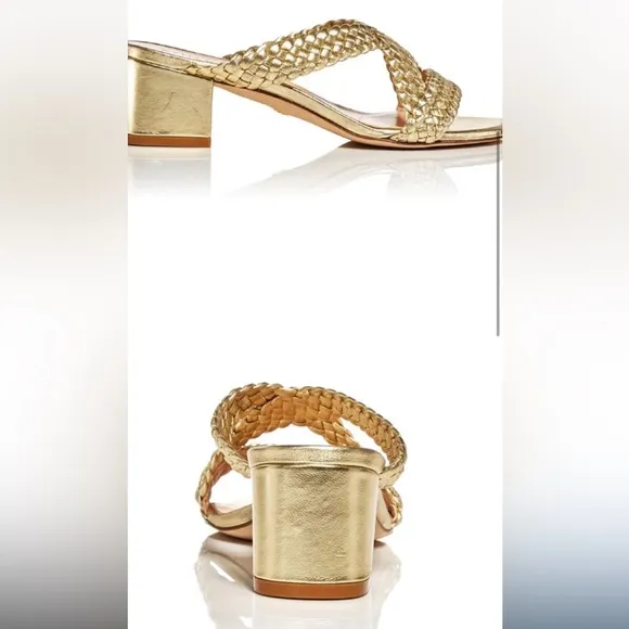 STUART WEITZMANRosie Block Heel Slide Sandal - Gold size 5