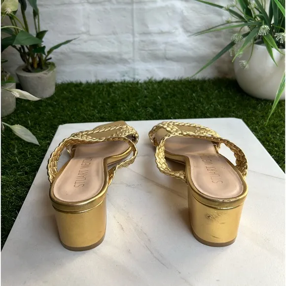 STUART WEITZMANRosie Block Heel Slide Sandal - Gold size 5
