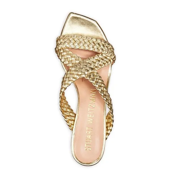 STUART WEITZMANRosie Block Heel Slide Sandal - Gold size 5