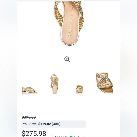 STUART WEITZMANRosie Block Heel Slide Sandal - Gold size 5