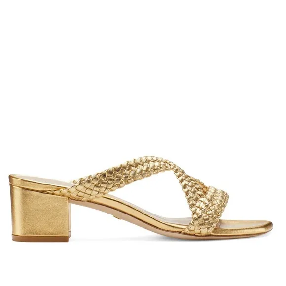 STUART WEITZMANRosie Block Heel Slide Sandal - Gold size 5