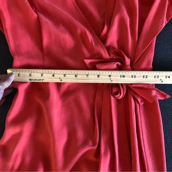 STUNNING 100% silk coral wrap dress NWT 8
