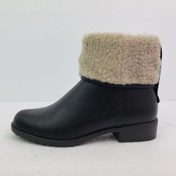 Style &amp; Co. Bettey Womens Size 5 Black Faux Fur Closed Toe Ankle Fashion Boots