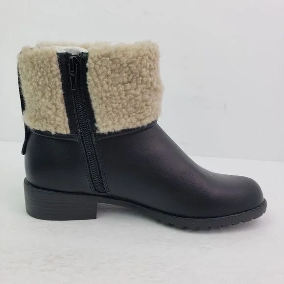 Style &amp; Co. Bettey Womens Size 5 Black Faux Fur Closed Toe Ankle Fashion Boots
