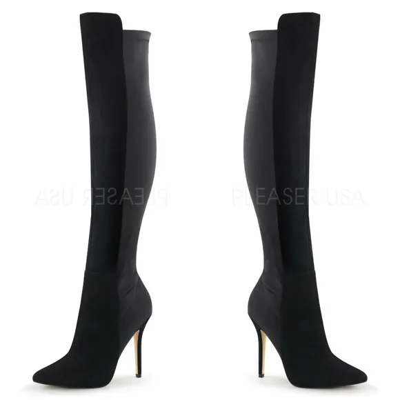 Suede Platform Over the Knee High Heel Boots