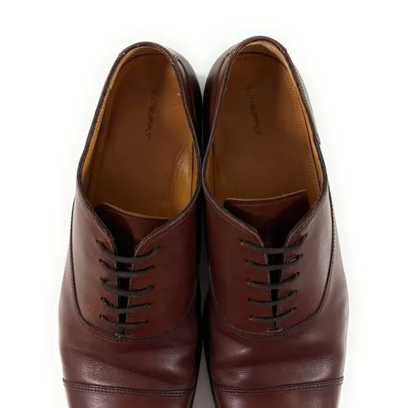 Suitsupply Cap Toe Brown Leather Oxford Dress Shoes Size 44.5 US 11.5