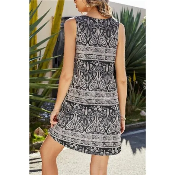 Summer Dresses for Women Beach Black Printed