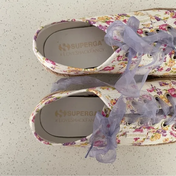 Superga x Love Shack Fancy Tropical Sunset Espadrille Floral Sneakers 7.5(38)