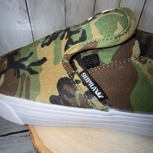 Supra x Rothco Colab Green &amp; Black Camo Y2K Skate Casual Sneakers Men's Size 10