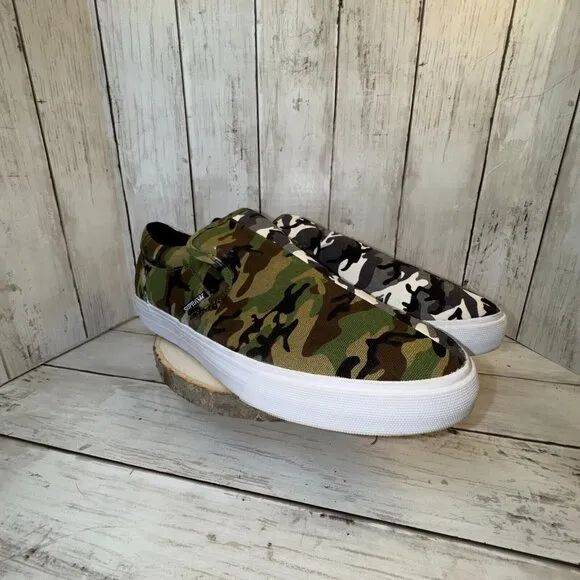Supra x Rothco Colab Green &amp; Black Camo Y2K Skate Casual Sneakers Men's Size 10