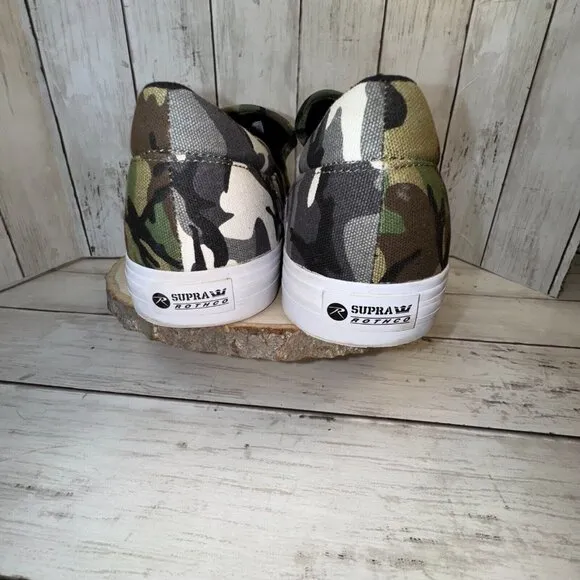 Supra x Rothco Colab Green &amp; Black Camo Y2K Skate Casual Sneakers Men's Size 10